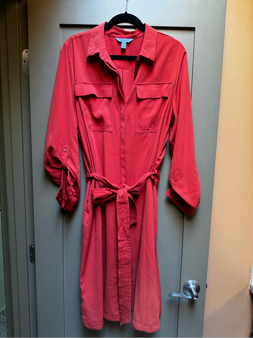 Nine West Shirt Dress Trench Coat with Self-Tie Belt XXL